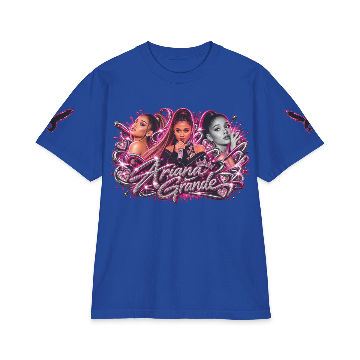 Ariana Pop Star Portraits T-Shirt | Pink Graphic Photo Collage