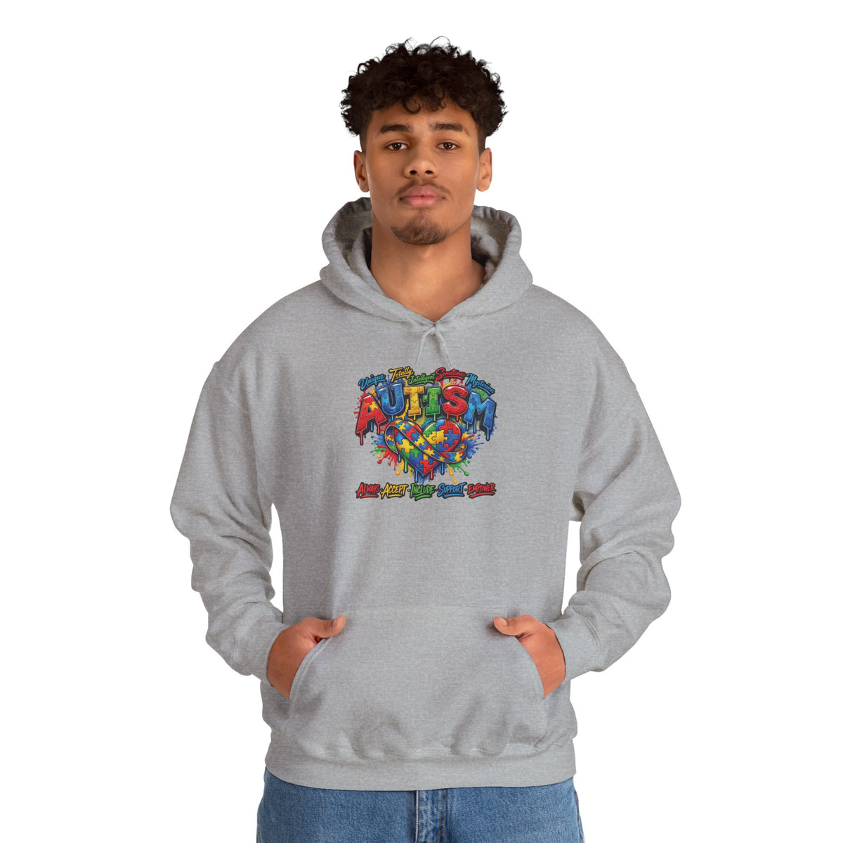 Autism Puzzle Heart hoodie | Pullover Sweatshirt with Colorful Puzzle Piece Design