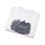 Detroit Nights skyline tee | Retro neon city palm trees graphic T-Shirt