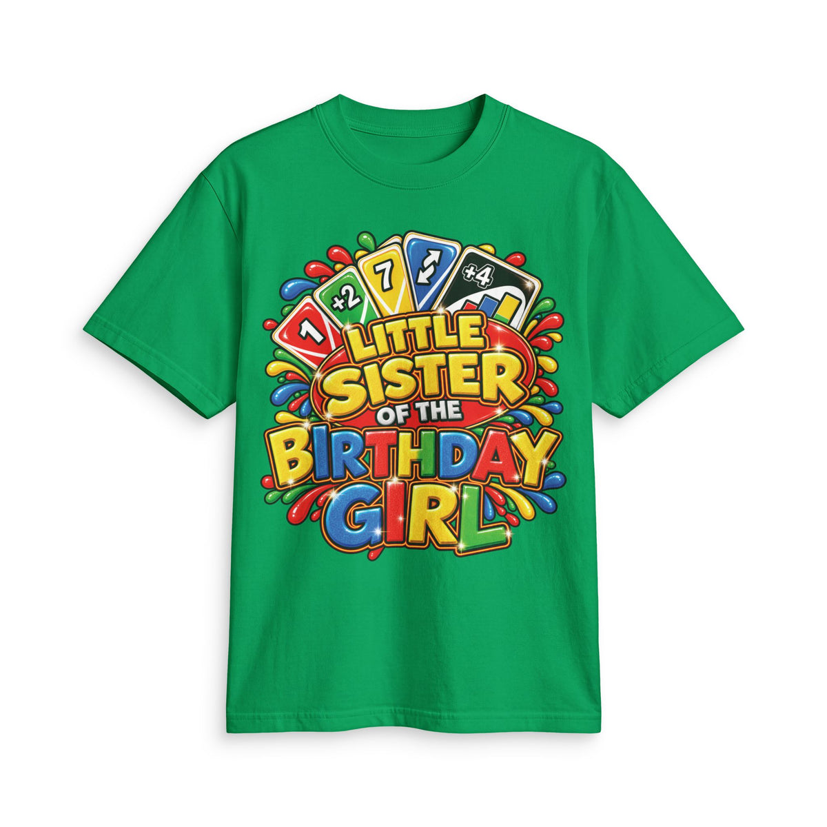 Little Sister of the Birthday Girl T-Shirt | Colorful Birthday Kids Tee