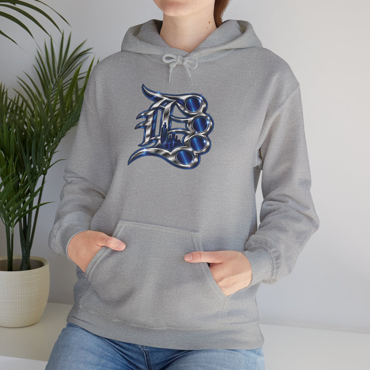 Detroit 313 Drip Skyline Hoodie | Graffiti Letter B Chest Design