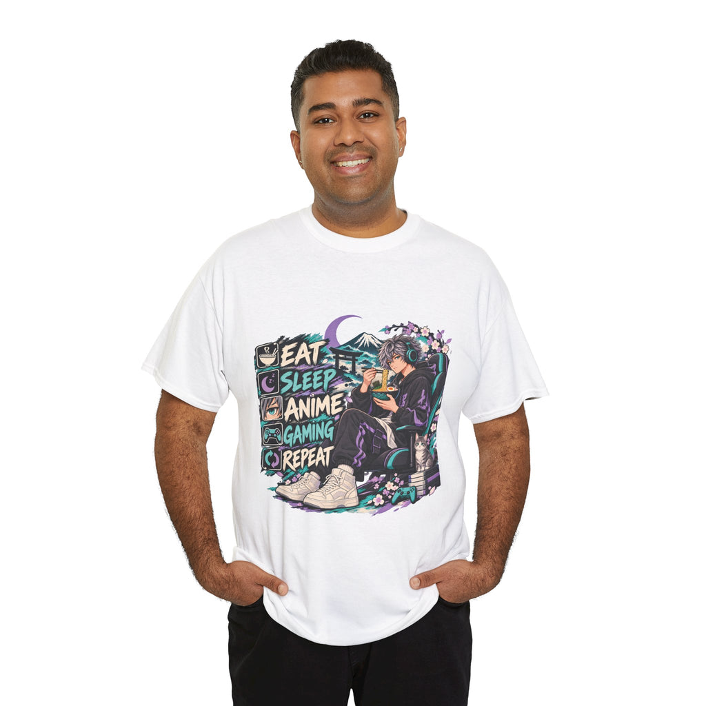 Eat Sleep Anime Gaming Repeat Video Game Graphic T-Shirt