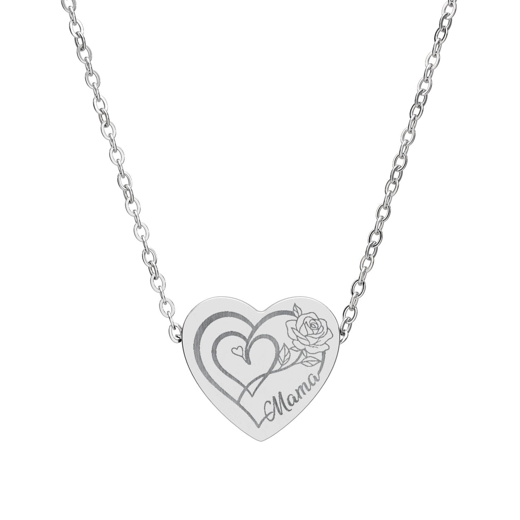 Engraved Heart Necklace – “Mom” Mother’s Day Gift