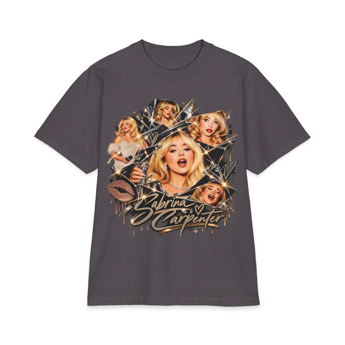 Sabrina C Collage Pinup Portraits T-Shirt | Retro Lip Print Tee