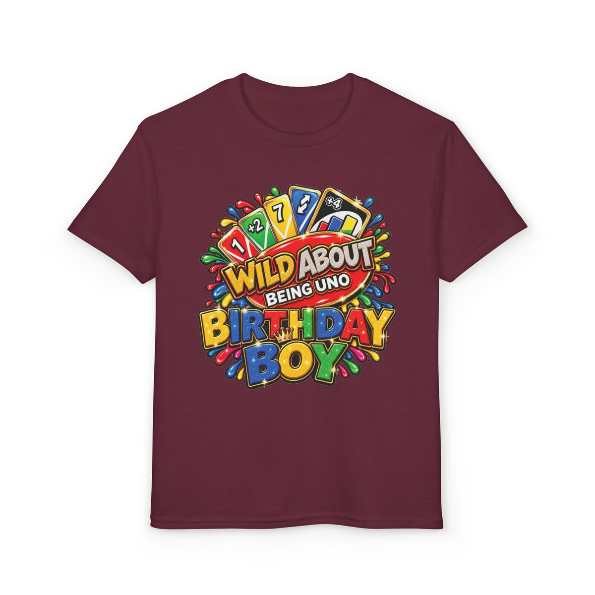 Wild About Being UNO Birthday Boy T-Shirt | Personalized Backprint