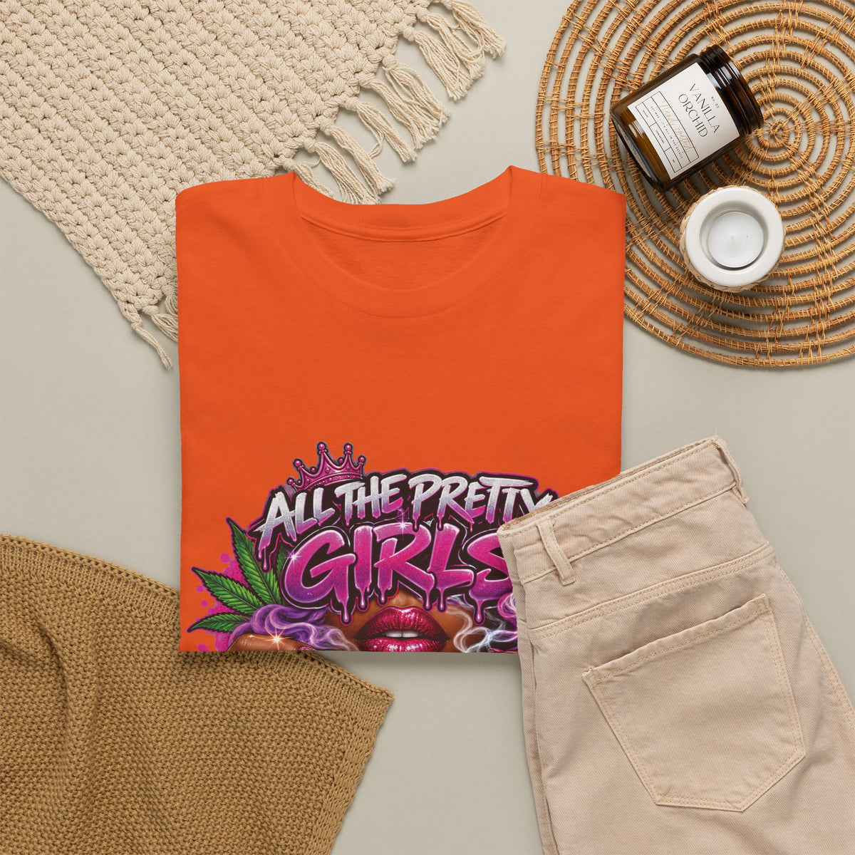 All The Pretty Girls Roll Like This T-Shirt | Pink Graffiti Cannabis Hands Design