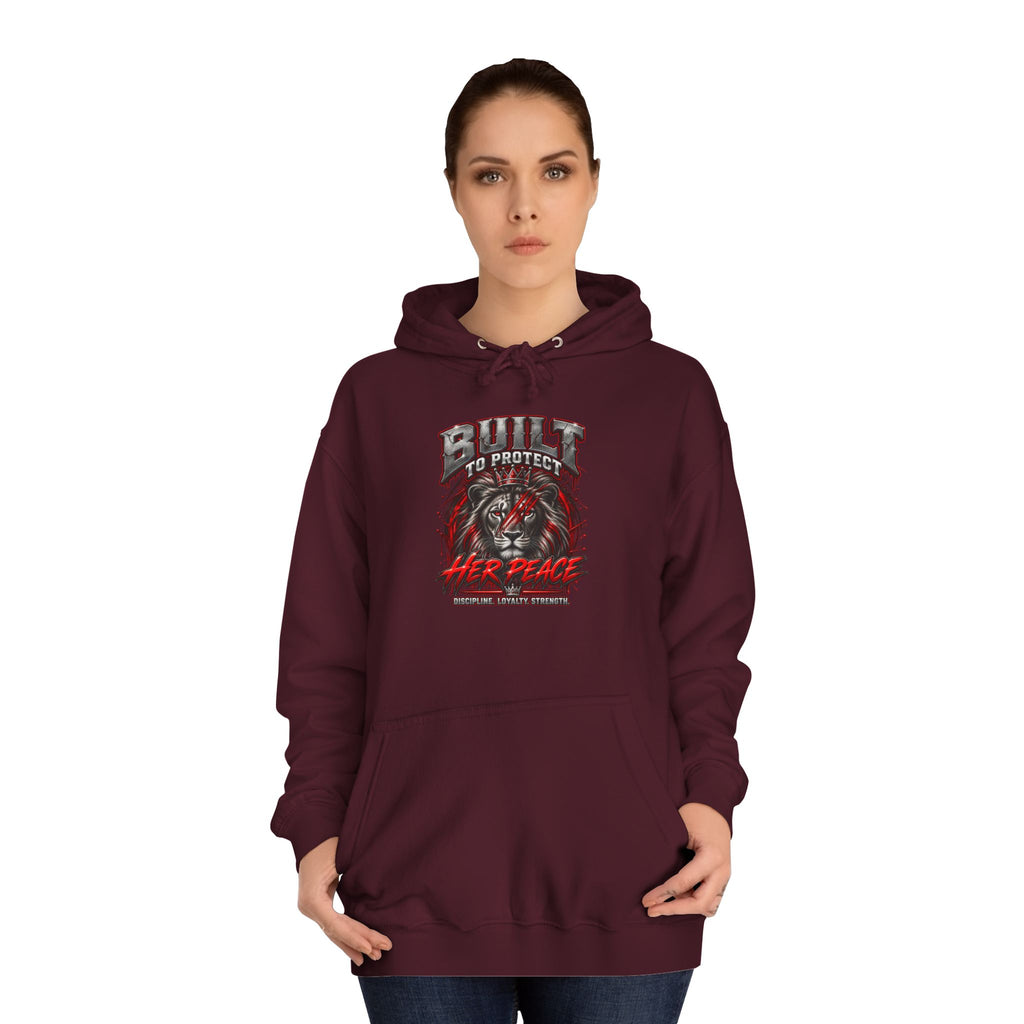 Built to Protect her Peace Couples College Hoodie