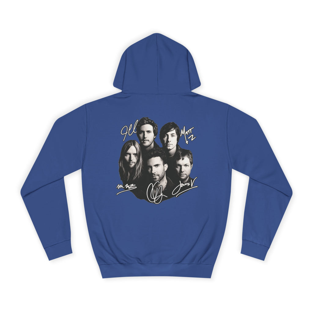 Blue M Chevron Logo Hoodie | Maroon 5 Band Photo Signature Back Hoodie