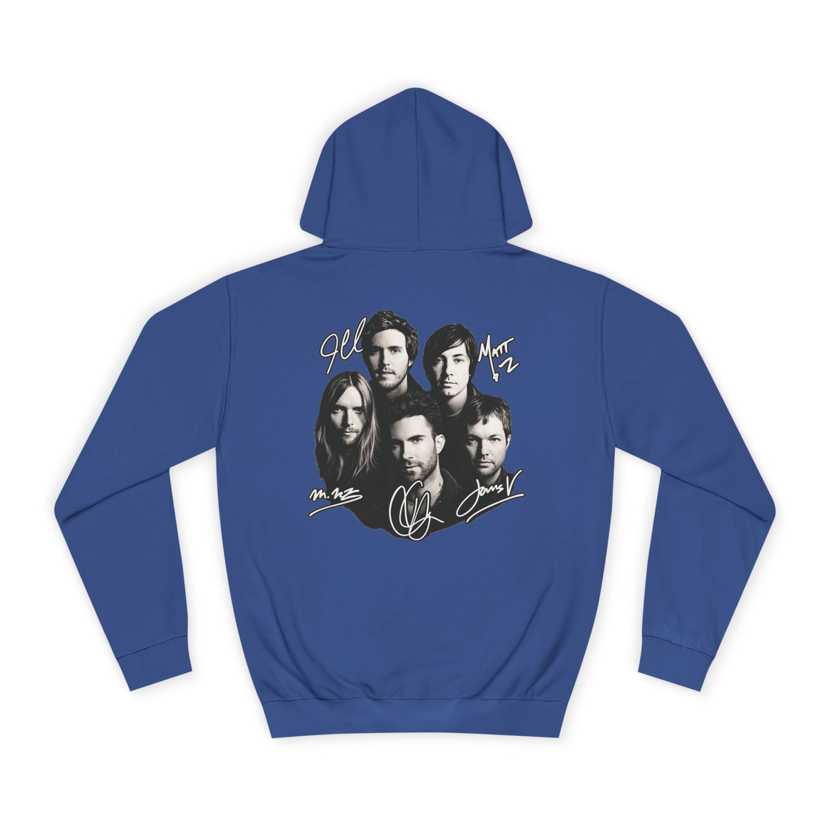 Blue M Chevron Logo Hoodie | Maroon 5 Band Photo Signature Back Hoodie