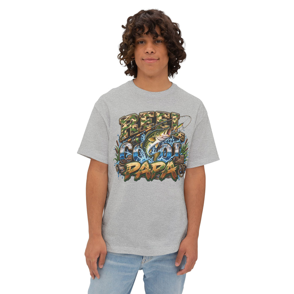 Gone Fishin' Papa Tee | Fishing Bass Graphic T-Shirt, Camo Lettering