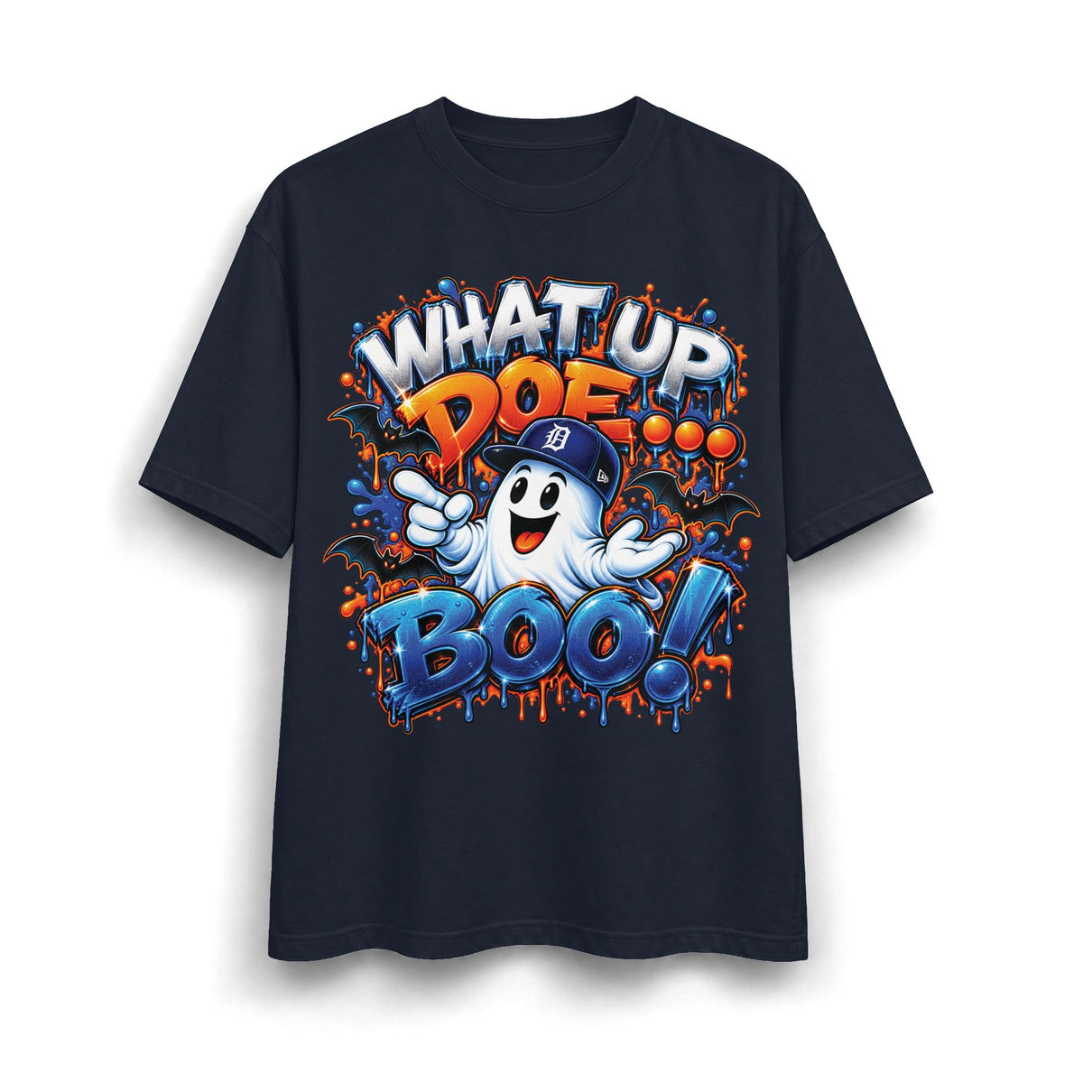 What Up Doe Boo! ghost graphic T-Shirt | Halloween street art drip design