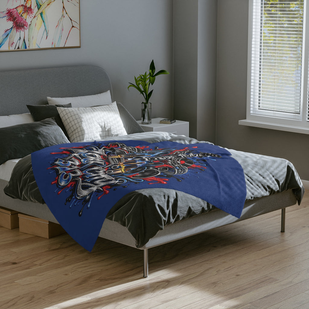Detroit Rock City 313 graphic Velveteen Blanket | Guitar Skyline Music design