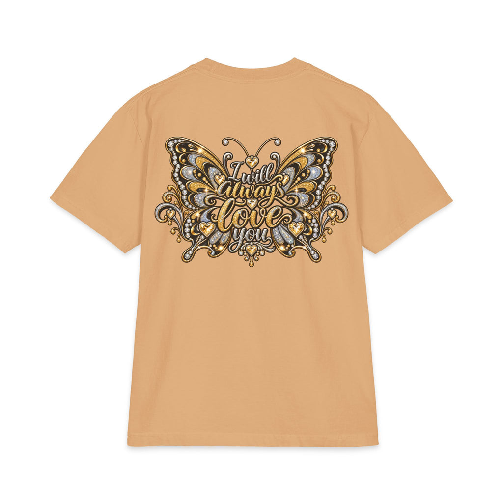 Dolly Floral Portrait T-Shirt | Butterfly 'Love Always' Back