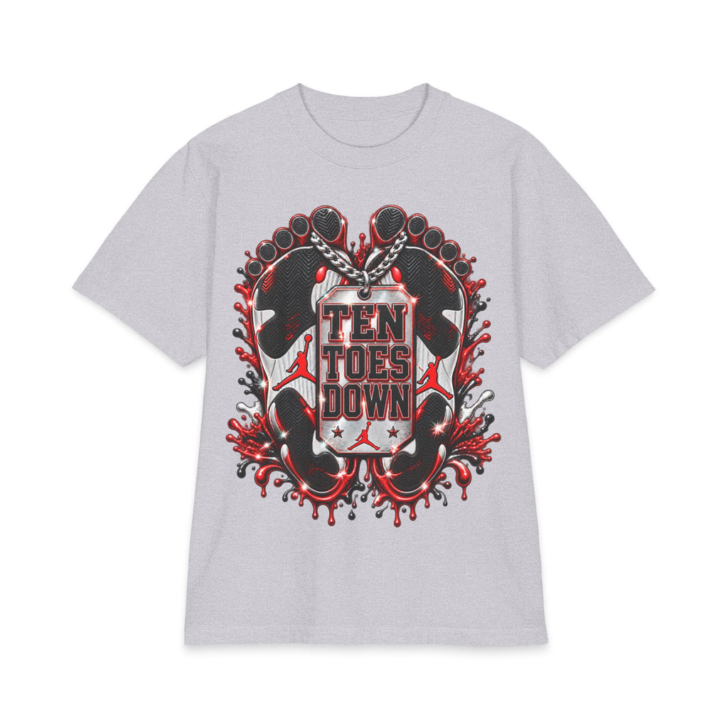 Ten Toes Down feet graphic T-Shirt | streetwear, red black emblem
