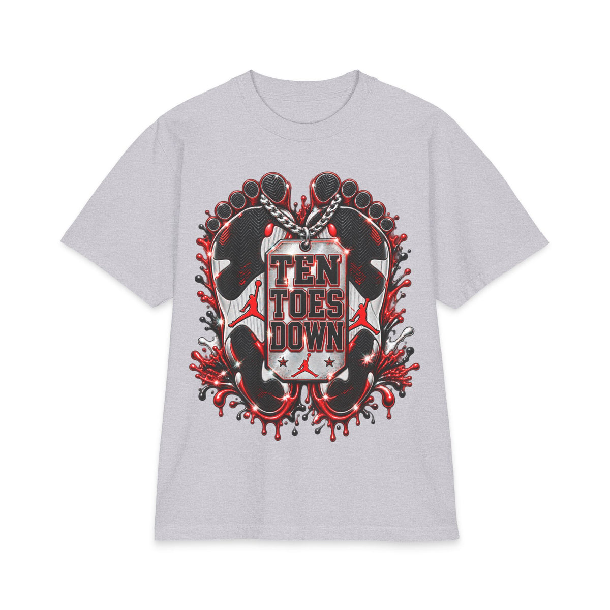 Ten Toes Down feet graphic T-Shirt | streetwear, red black emblem