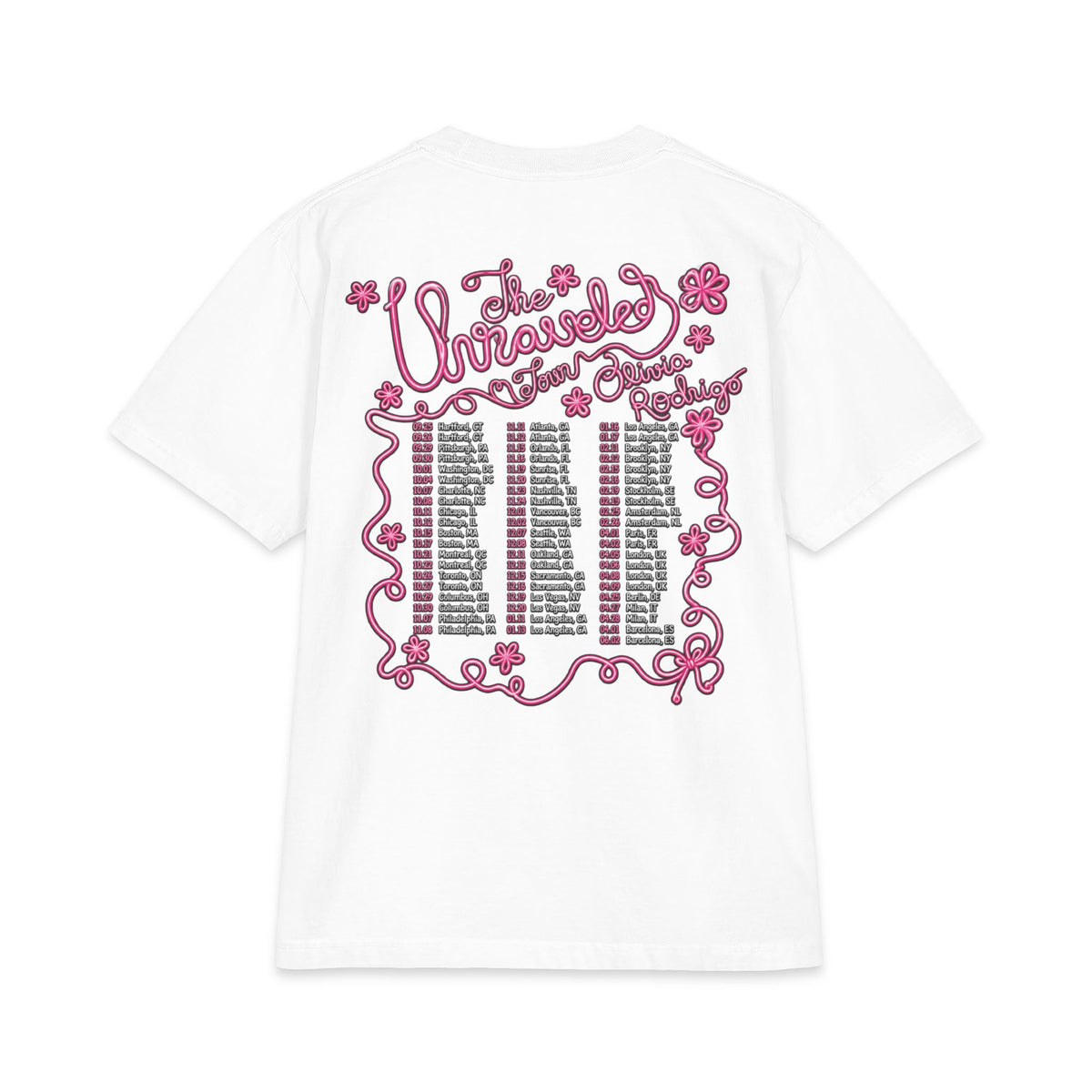 Olivia Rodrigo portrait T-Shirt | tour dates backprint