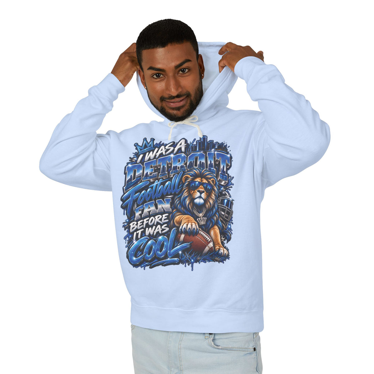 Detroit Retro Graffiti Hoodie | Lion, Skyline, Football Illustration