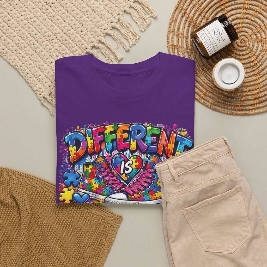 Different Is Beautiful T-Shirt | Colorful Rainbow Heart Typography