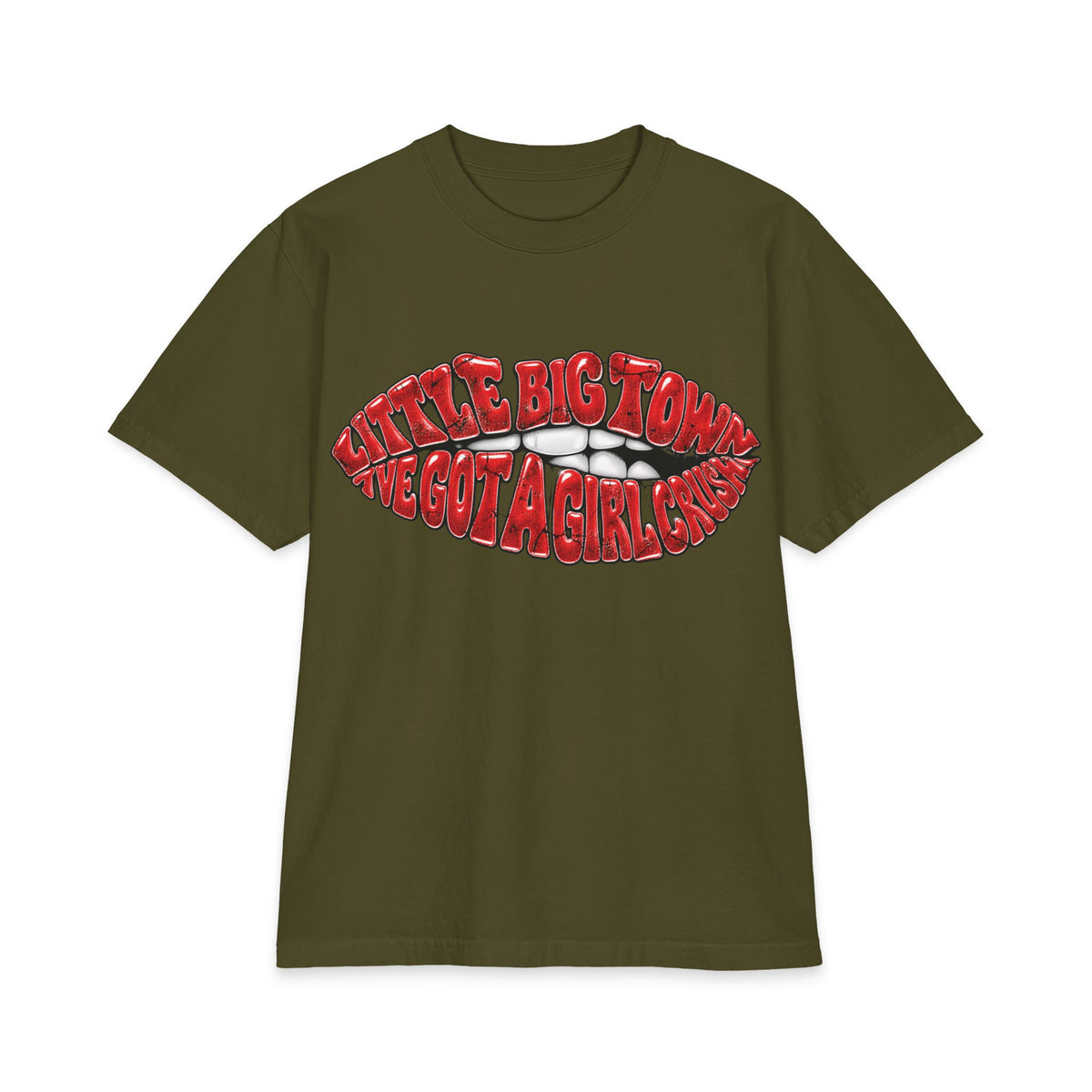 Big Little Town Lips Graphic T-Shirt | Retro Red Lip Art
