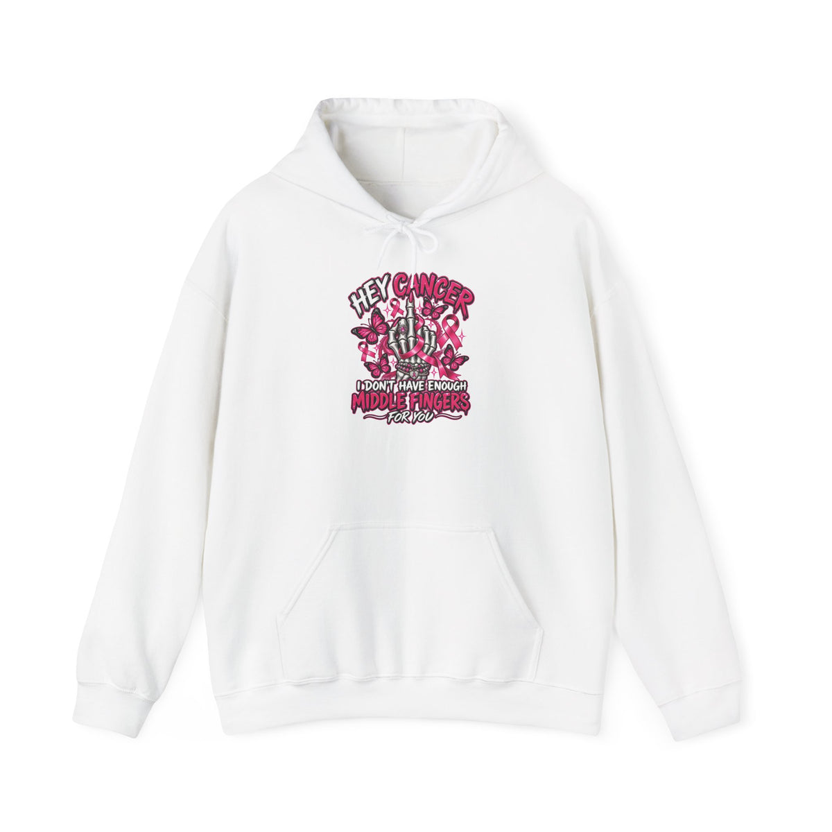 Hey Cancer Skull and Roses Hoodie | Cancer Awareness, Pink Ribbon Design