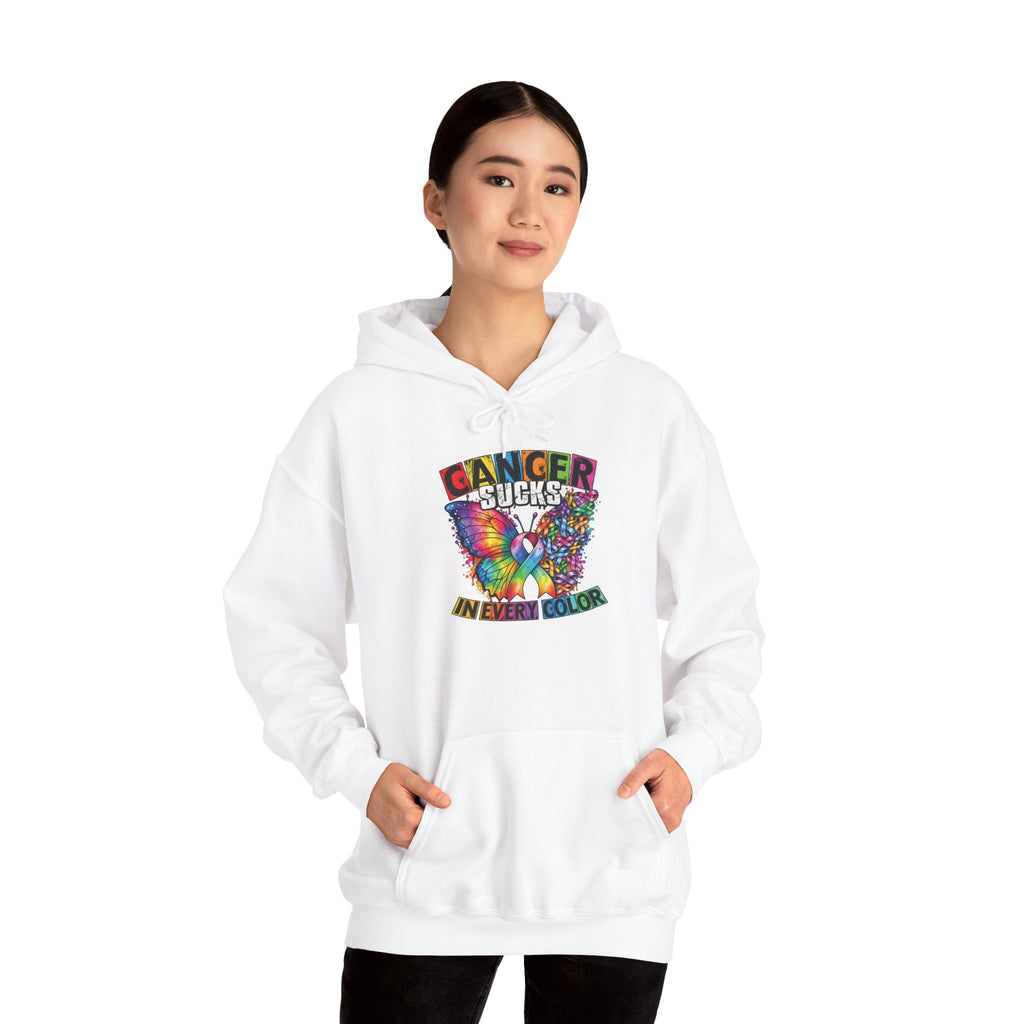 Cancer Sucks Butterfly hoodie | Awareness Ribbon, Rainbow Cancer Support