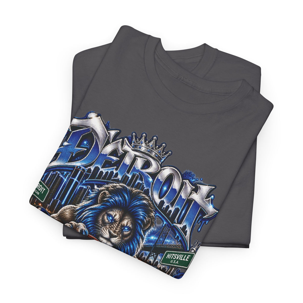 Detroit Basketball Lion Graphic Tee | City Streetball Detroit D Logo