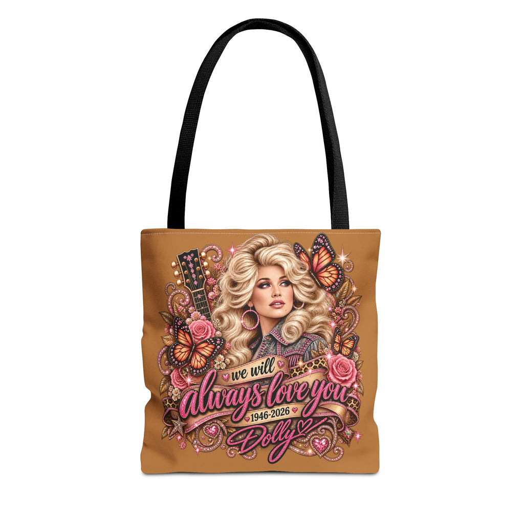 Dolly Parton portrait tote bag | 'I Will Always Love You' music lyric design