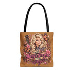 Dolly Parton portrait tote bag | 'I Will Always Love You' music lyric design