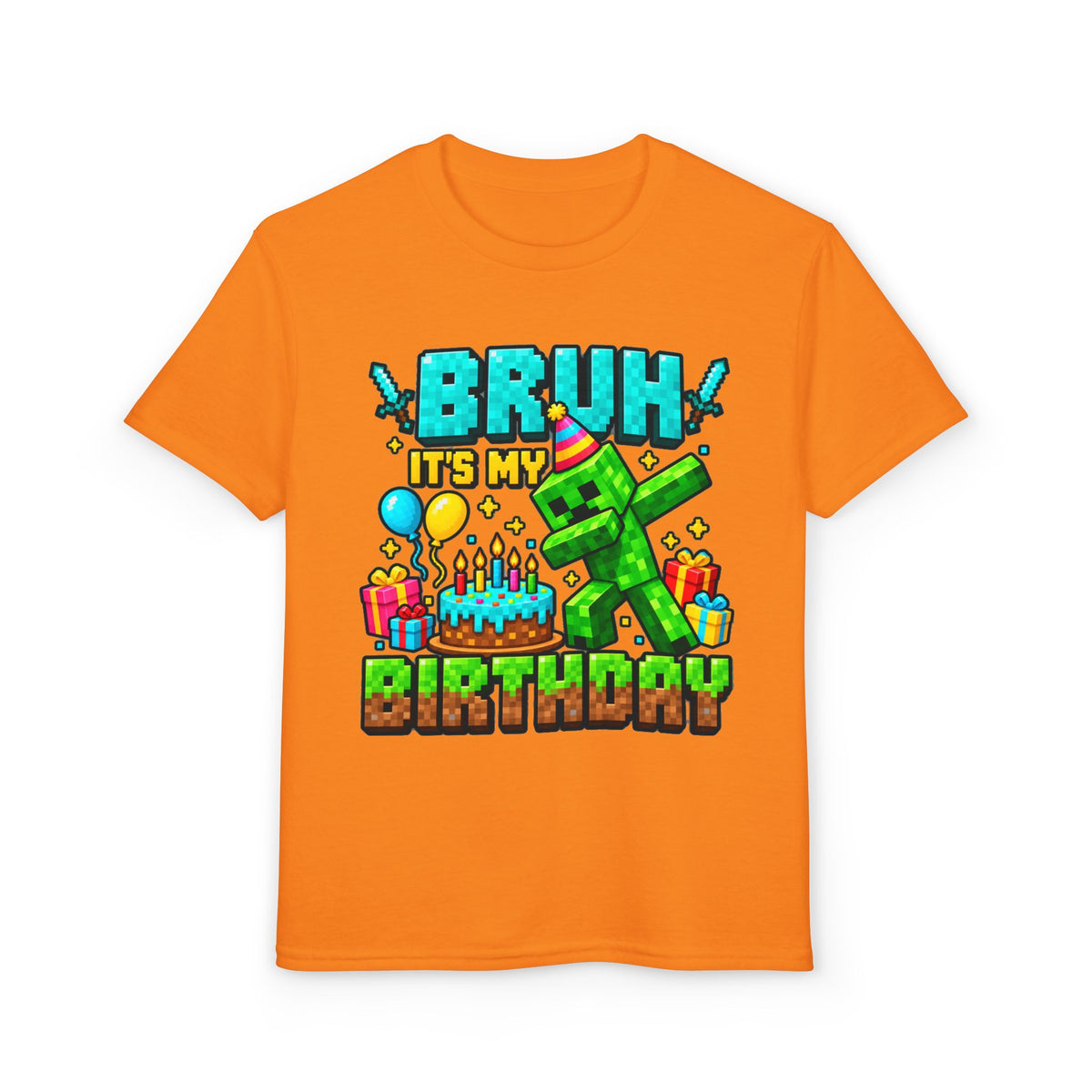 Bruh It’s My Birthday Youth T-Shirt – Pixel Gaming Birthday Shirt