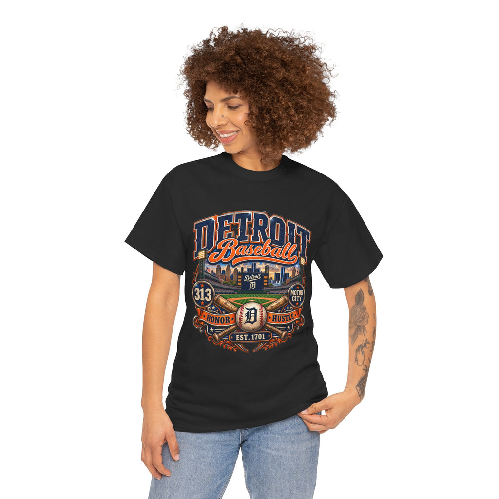 Detroit Baseball Tee | Motor City 313 Vintage Baseball Design