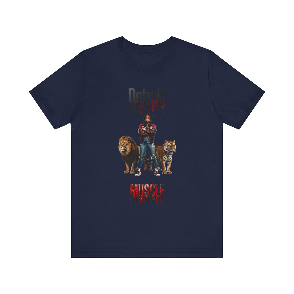 Detroit Muscle T-Shirt | Lion and Tiger Illustration