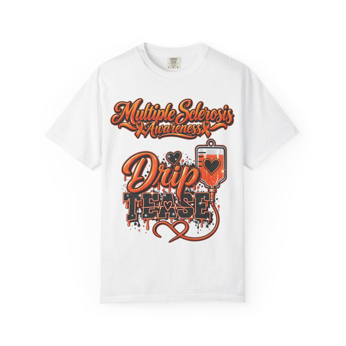 Multiple Sclerosis Awareness Drip Tees Shirt | IV Bag Heart Design