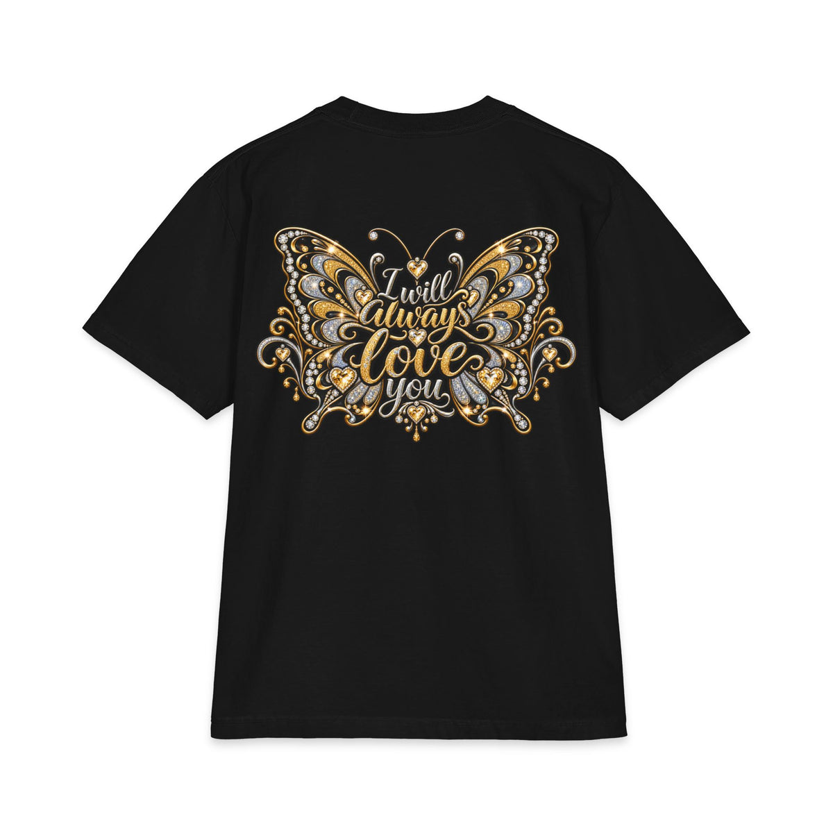 Dolly Floral Portrait T-Shirt | Butterfly 'Love Always' Back