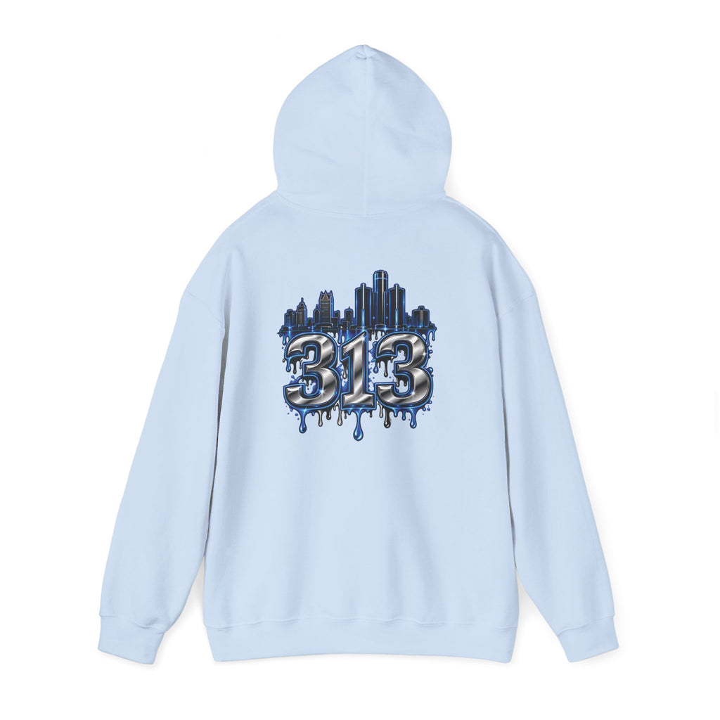 Detroit 313 Skyline Hoodie | Dripping Graffiti City Football Design