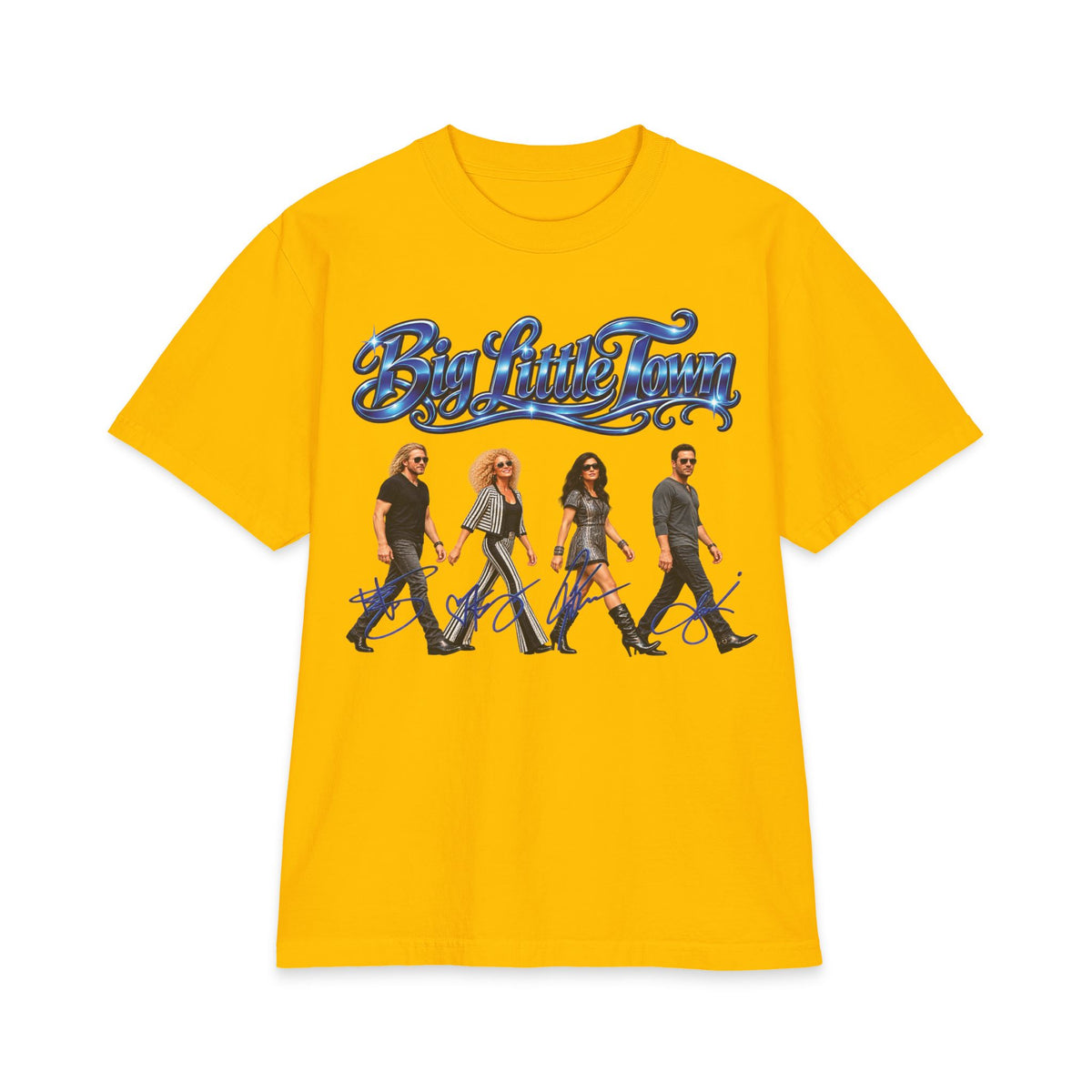 Big Little Town County Team T-Shirt | Band Member Silhouette Crossing Road