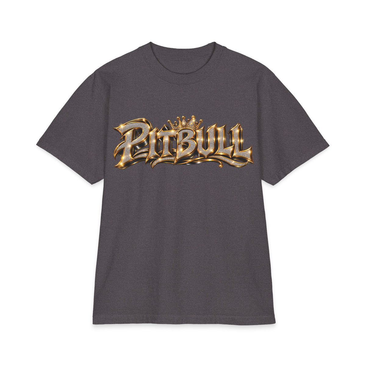 Pitbull Graphic T-Shirt | Hip Hop Logo, Portrait, Gold Chrome Lettering