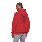 Detroit Basketball Graphic Hoodie | Vintage City Sports Logo, Front Collage Art