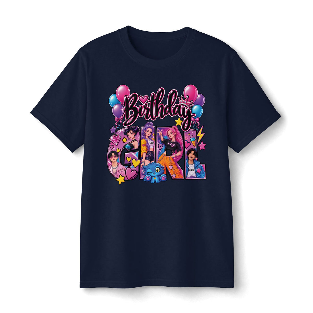 Kpop Hunter Demon Birthday Girl tee | Kids birthday shirt, balloons, cartoon letters