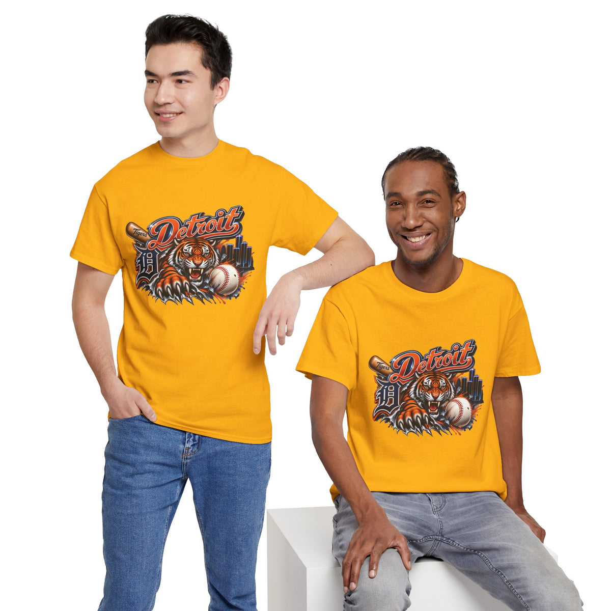 Detroit Tiger Baseball T-Shirt | Detroit skyline, claw marks