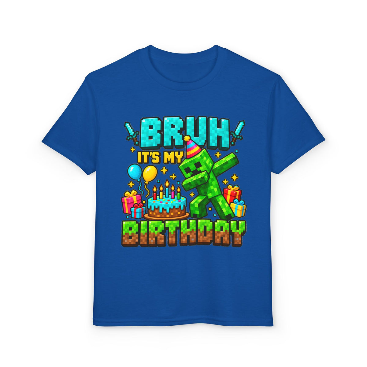 Bruh It’s My Birthday Youth T-Shirt – Pixel Gaming Birthday Shirt