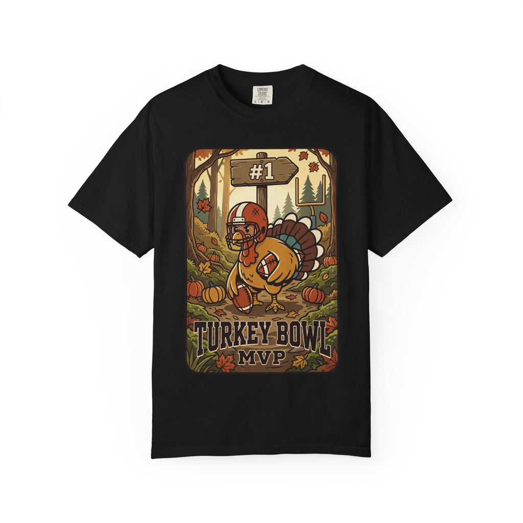 Turkey Bowl MVP T-Shirt | Thanksgiving Football Turkey Illustration