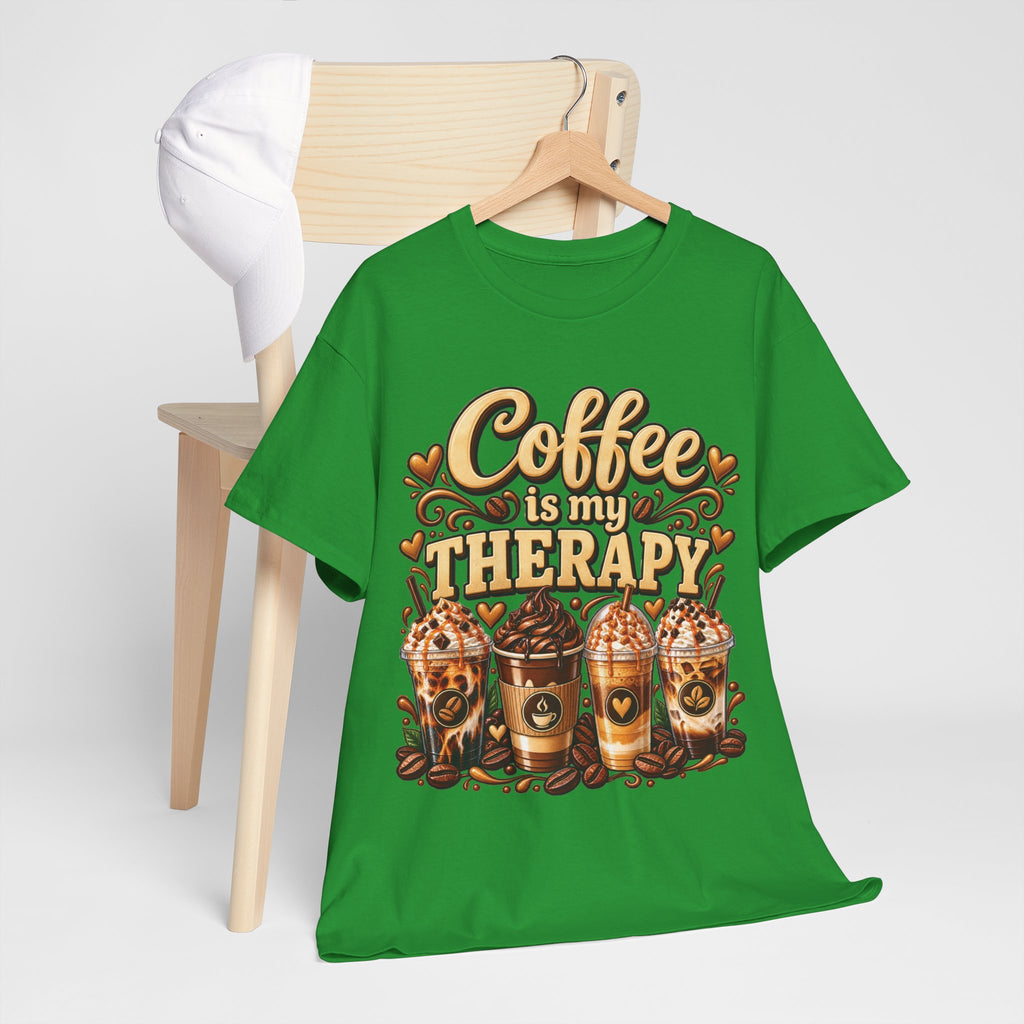 Coffee Is My Therapy T-Shirt | Coffee Cups Illustration, Cozy Beverage Tee