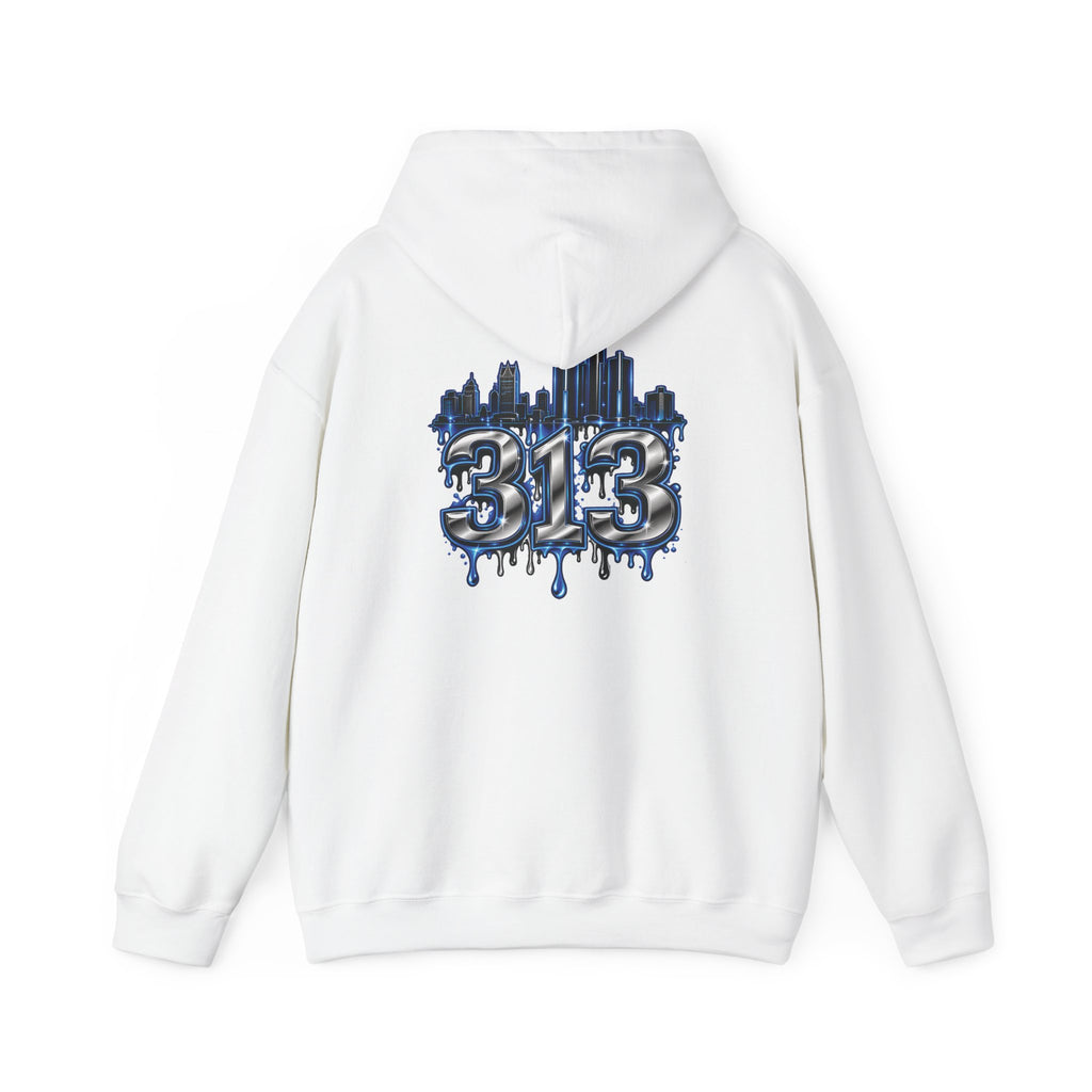 Detroit 313 Skyline Hoodie | Dripping Graffiti City Football Design