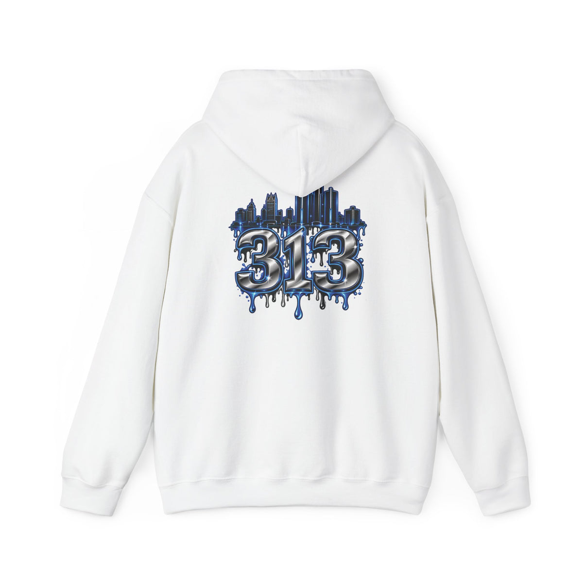 Detroit 313 Skyline Hoodie | Dripping Graffiti City Football Design