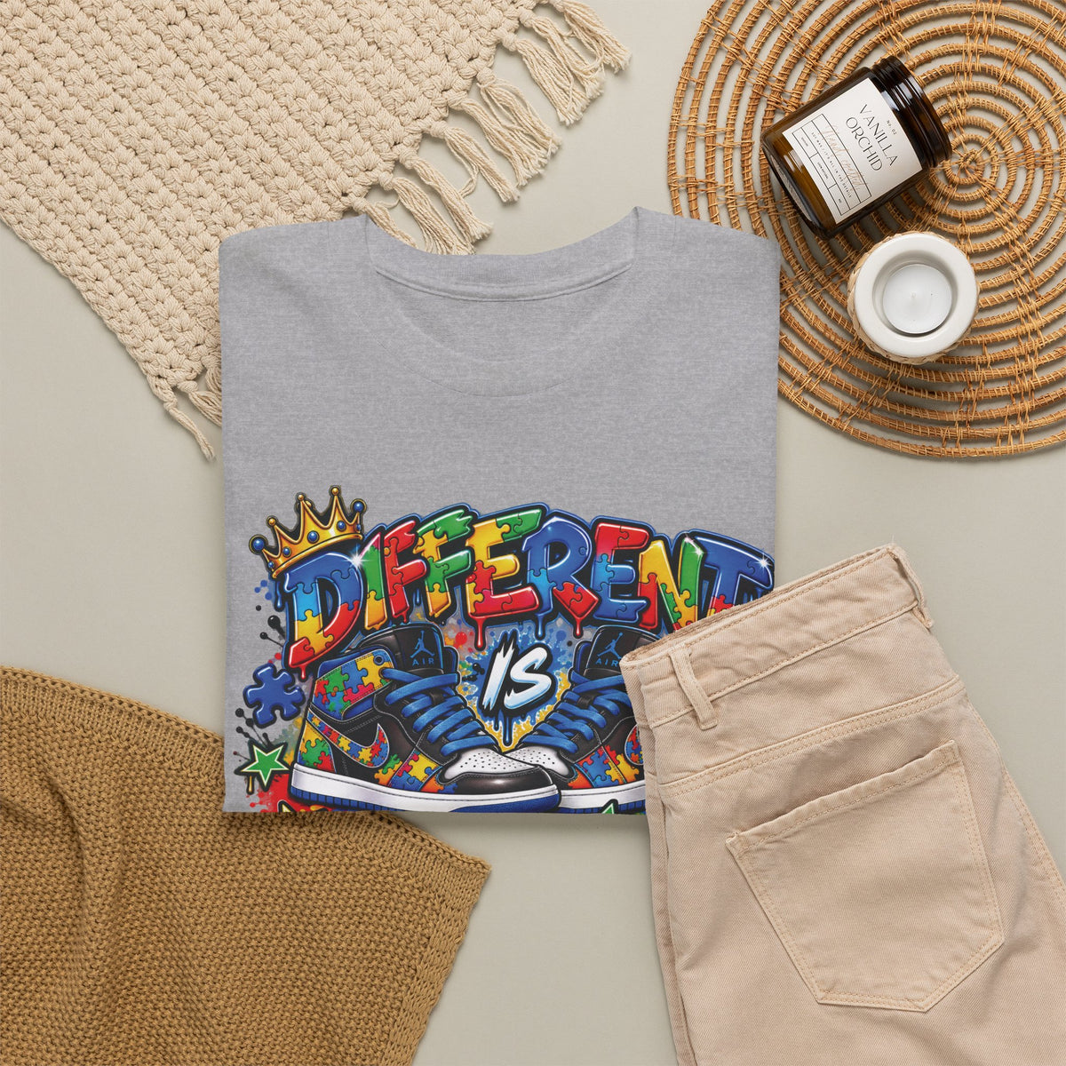 Different Is Beautiful Autism T-Shirt | Colorful Graffiti Typography
