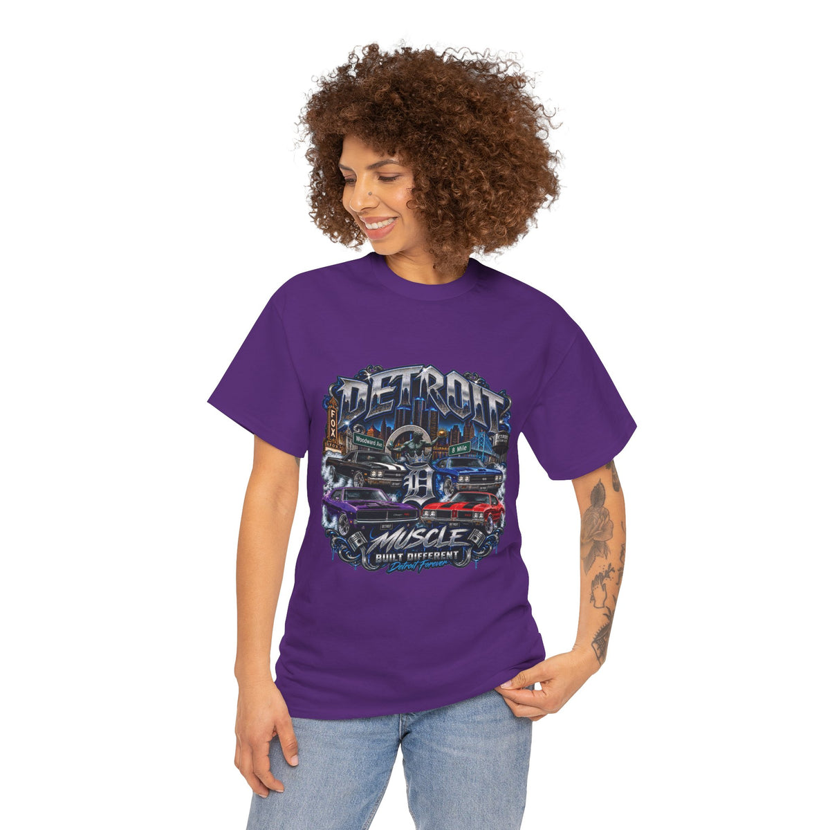 Detroit Muscle Car Tee | Vintage Hot Rod Illustration, Garage Scene
