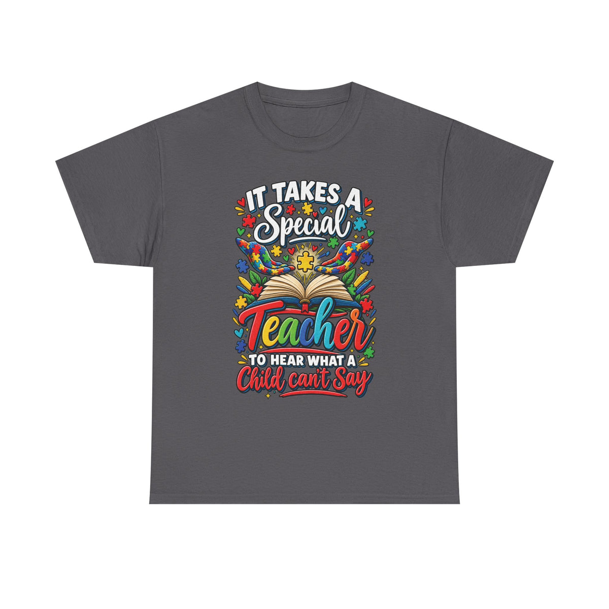 It Takes a Special Teacher Tee | Colorful Book & Flowers Teacher Shirt