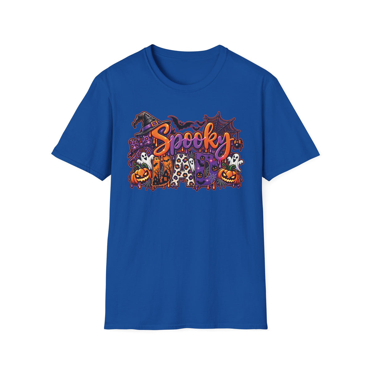 Spooky Dad Halloween Haunted House T-Shirt | Pumpkin Ghosts Witch Hat