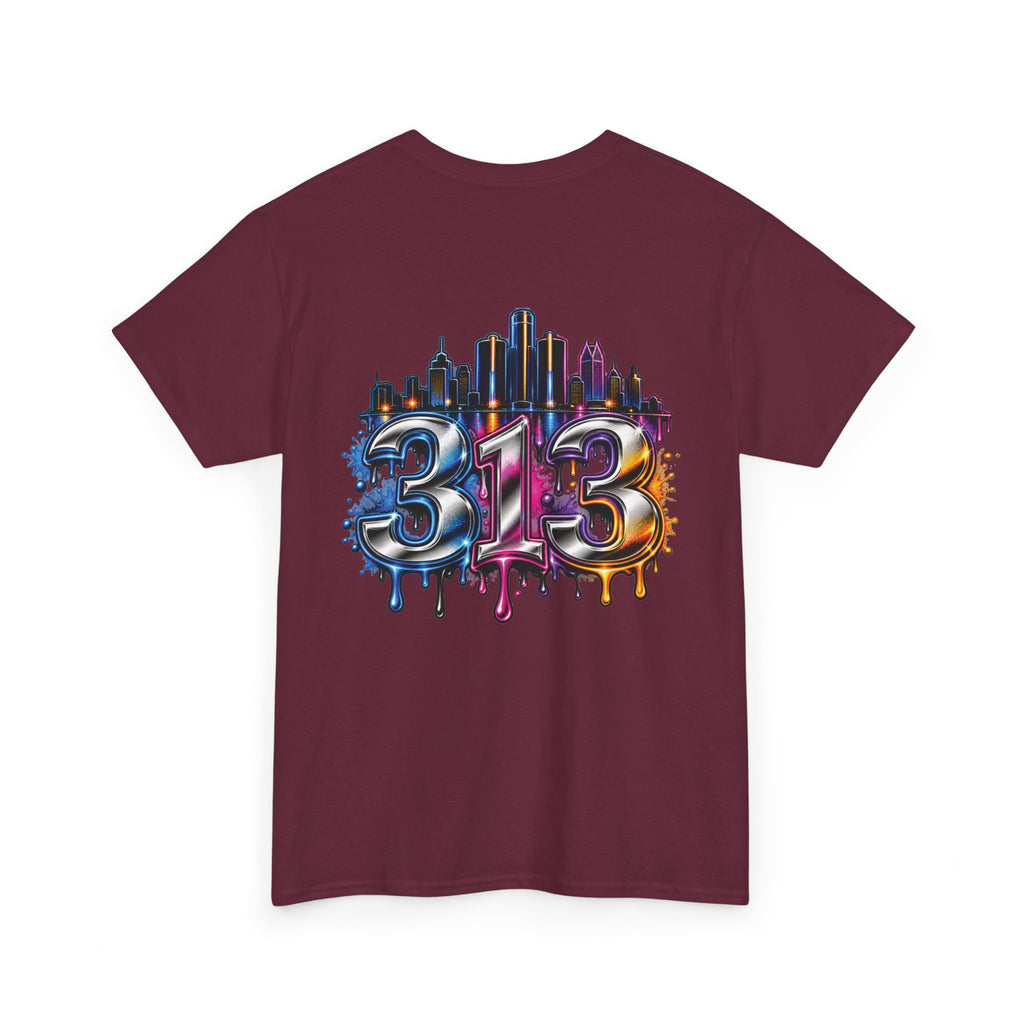 Detroit Script Tee | 313 Drip Skyline T-Shirt