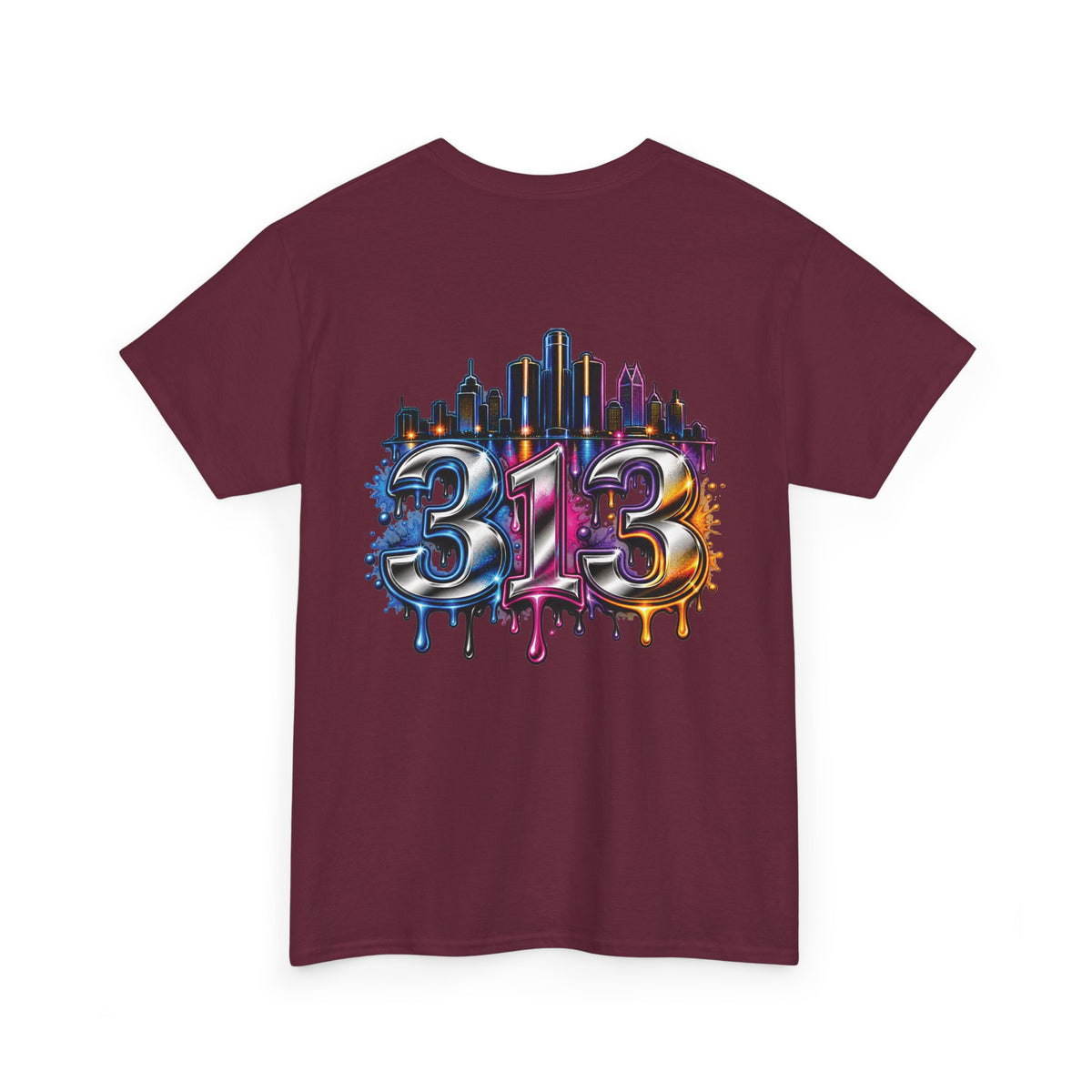 Detroit Script Tee | 313 Drip Skyline T-Shirt